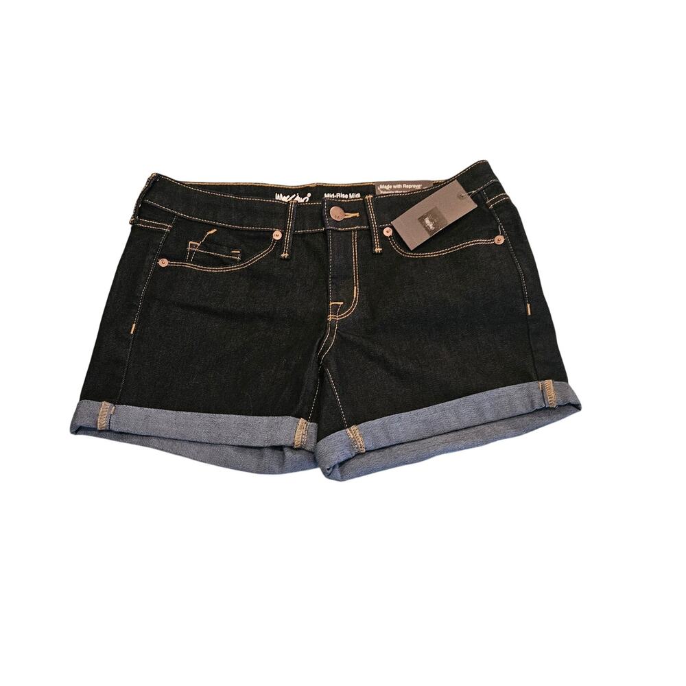 Mossimo Denim Women's Size 2/26 Mid Rise Midi Dark Wash Cuffed Jean Shorts NWT